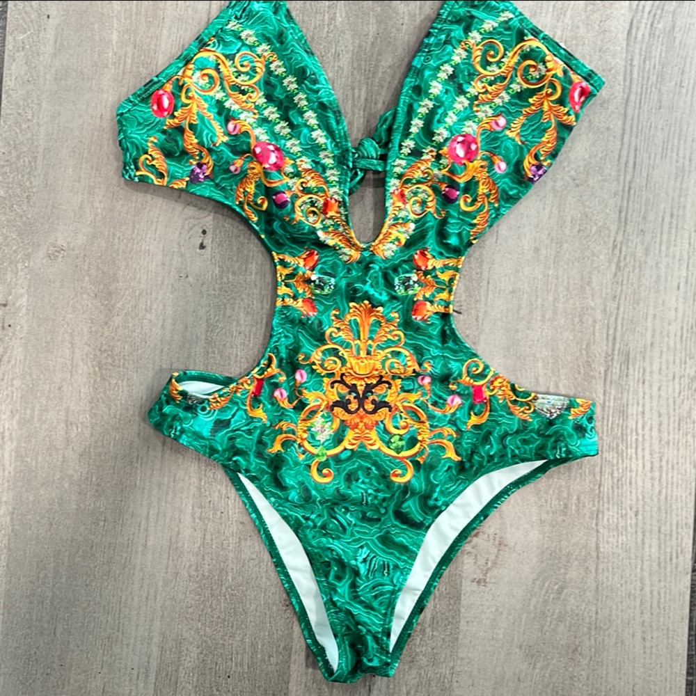 Vibrant Green Cutout Swimsuit